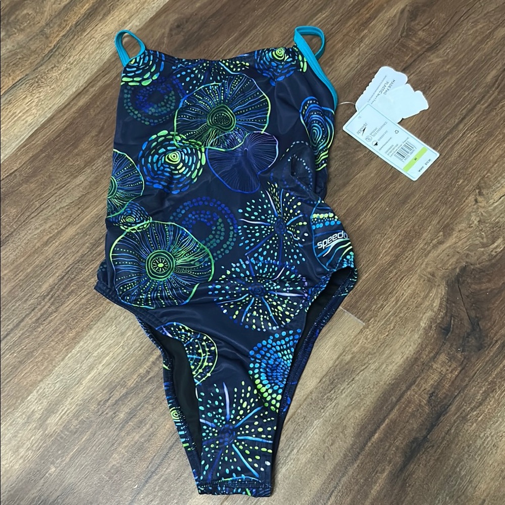 Speedo Blue and Green One Piece Swimsuit